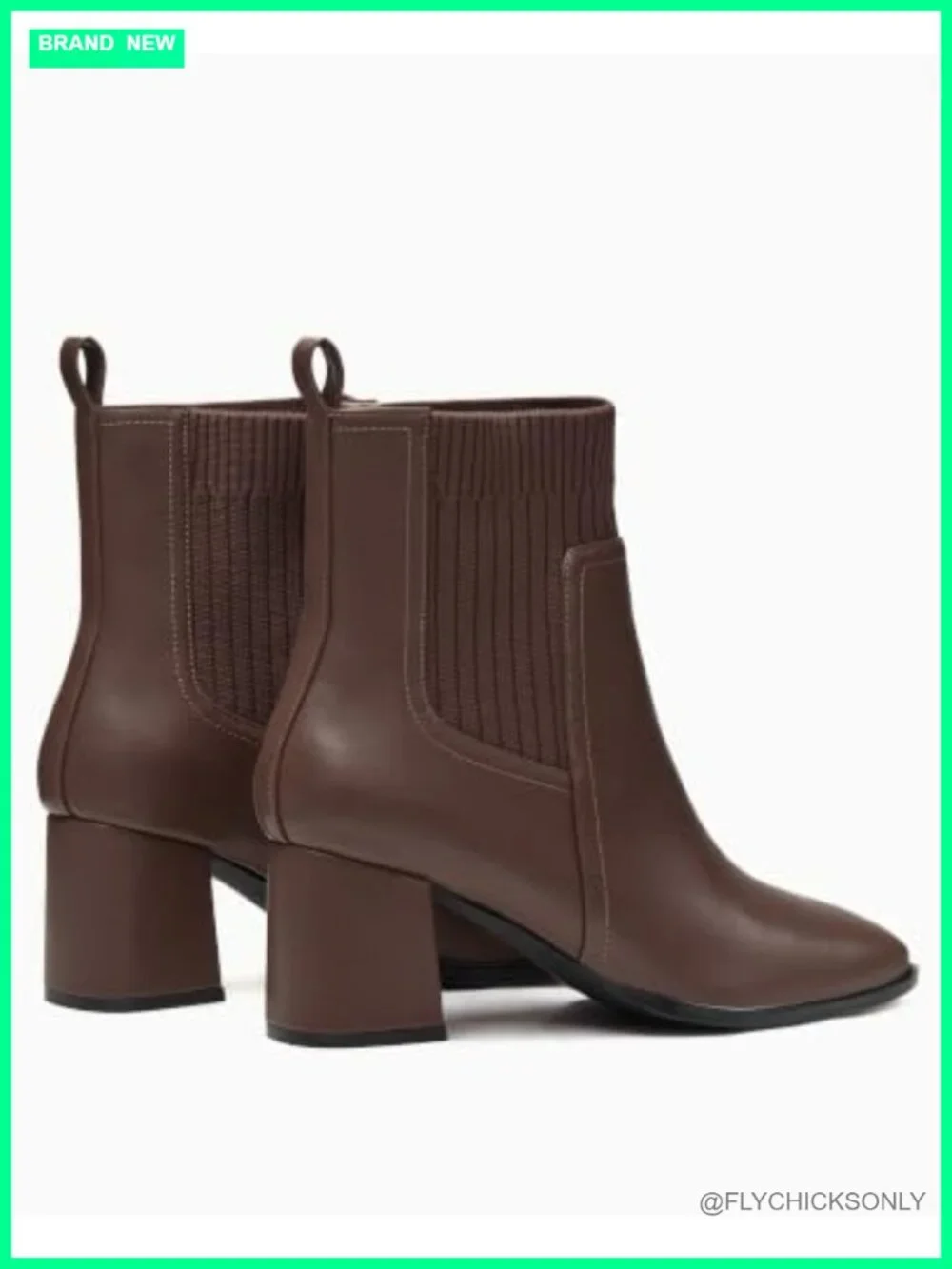 Faux Leather Slip On Ankle Booties Square Toe Chunky Block Heel